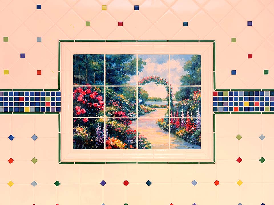 Suite 4:  Bathroom Garden Tile Painting