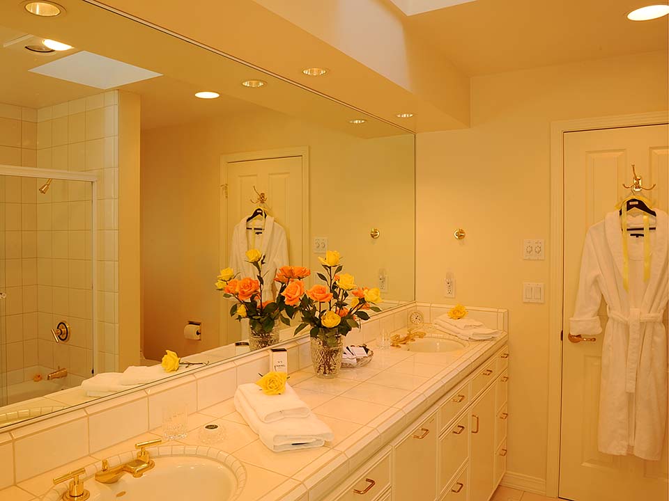 Suite 2:  Bathroom with Double Sinks and Skylight